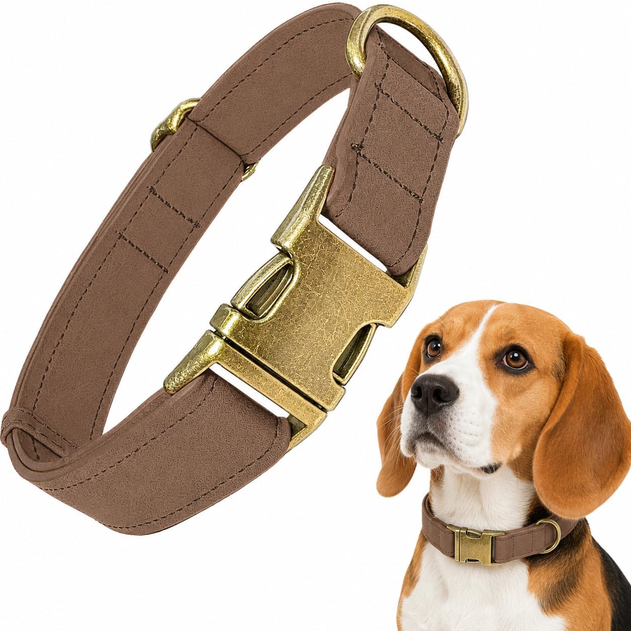 PU Leather Dog Collar with Adjustable Buckle, Soft Material and Comfortable Walking Design for Small Medium Large Dogs