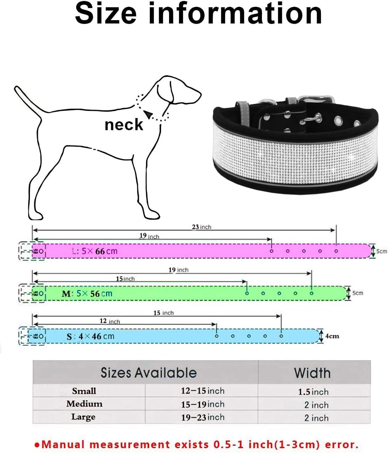 Rhinestone Dog Collar with Reflective Stripe, Crystal Decoration, Adjustable Design and Soft Comfortable Material - Image 2