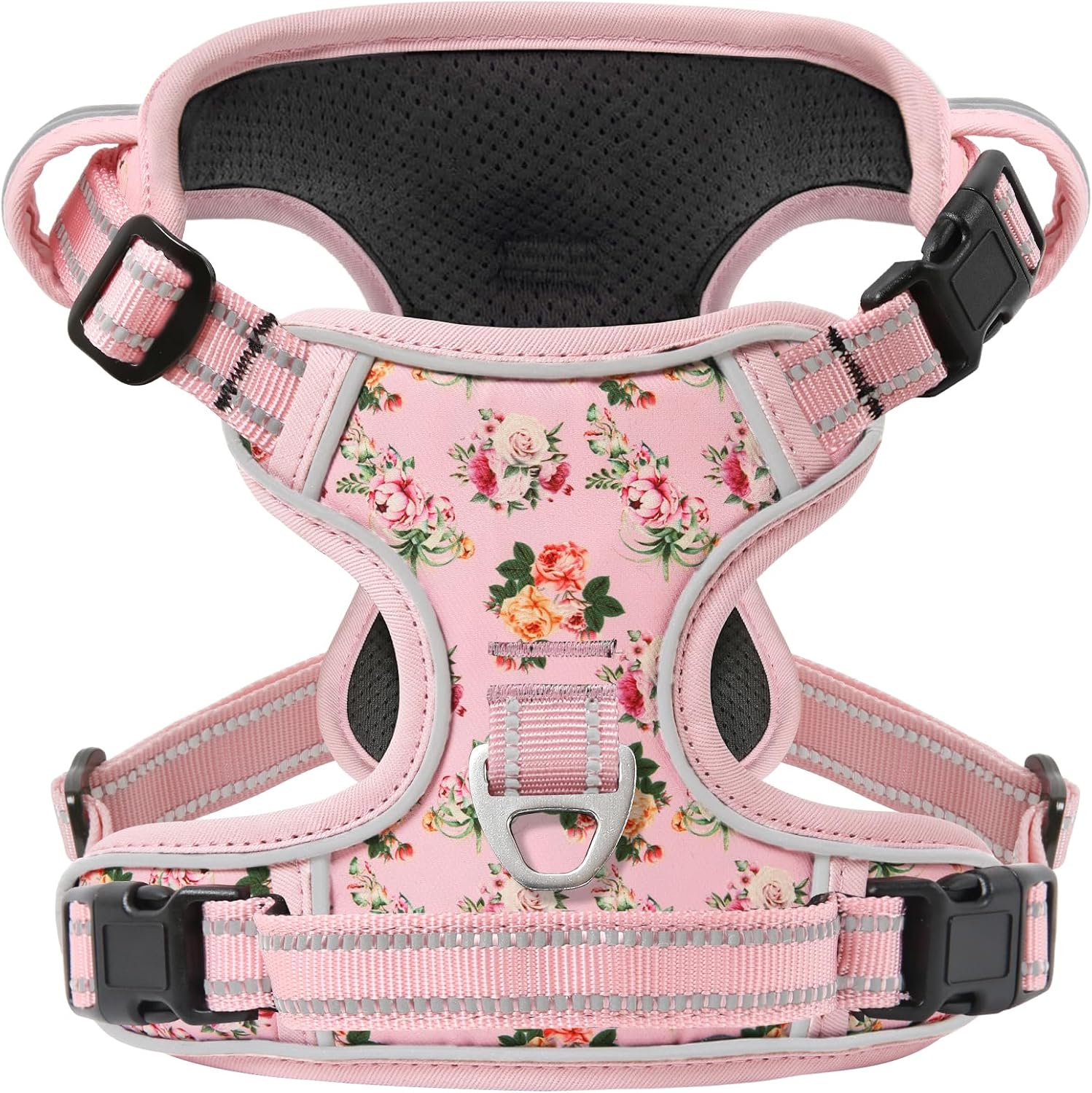 Medium Adjustable Dog Harness with Quick Release Buckles, Soft Padding, Reflective Details and Dual Clips