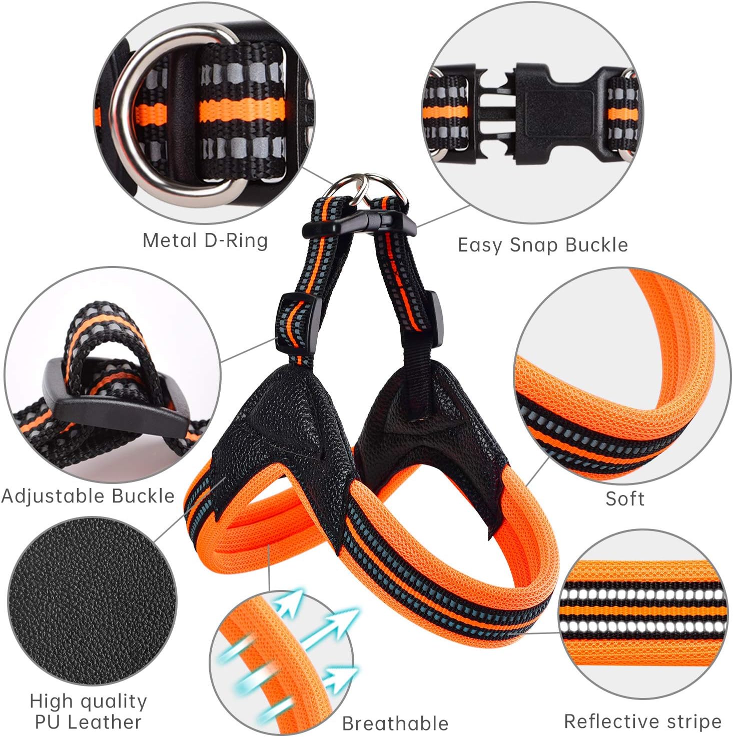 No-Pull Dog Harness with Soft Padding, Breathable Fabric, Reflective Details and Adjustable Straps - Image 2